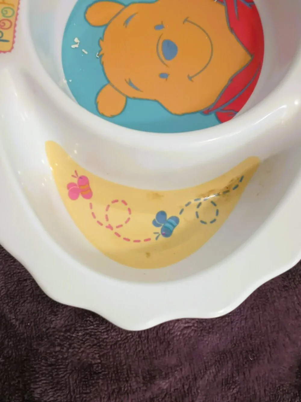 Winnie The Pooh 3 pc Dish Set Disney Y2K 2002 The First Years Plate & Bowls